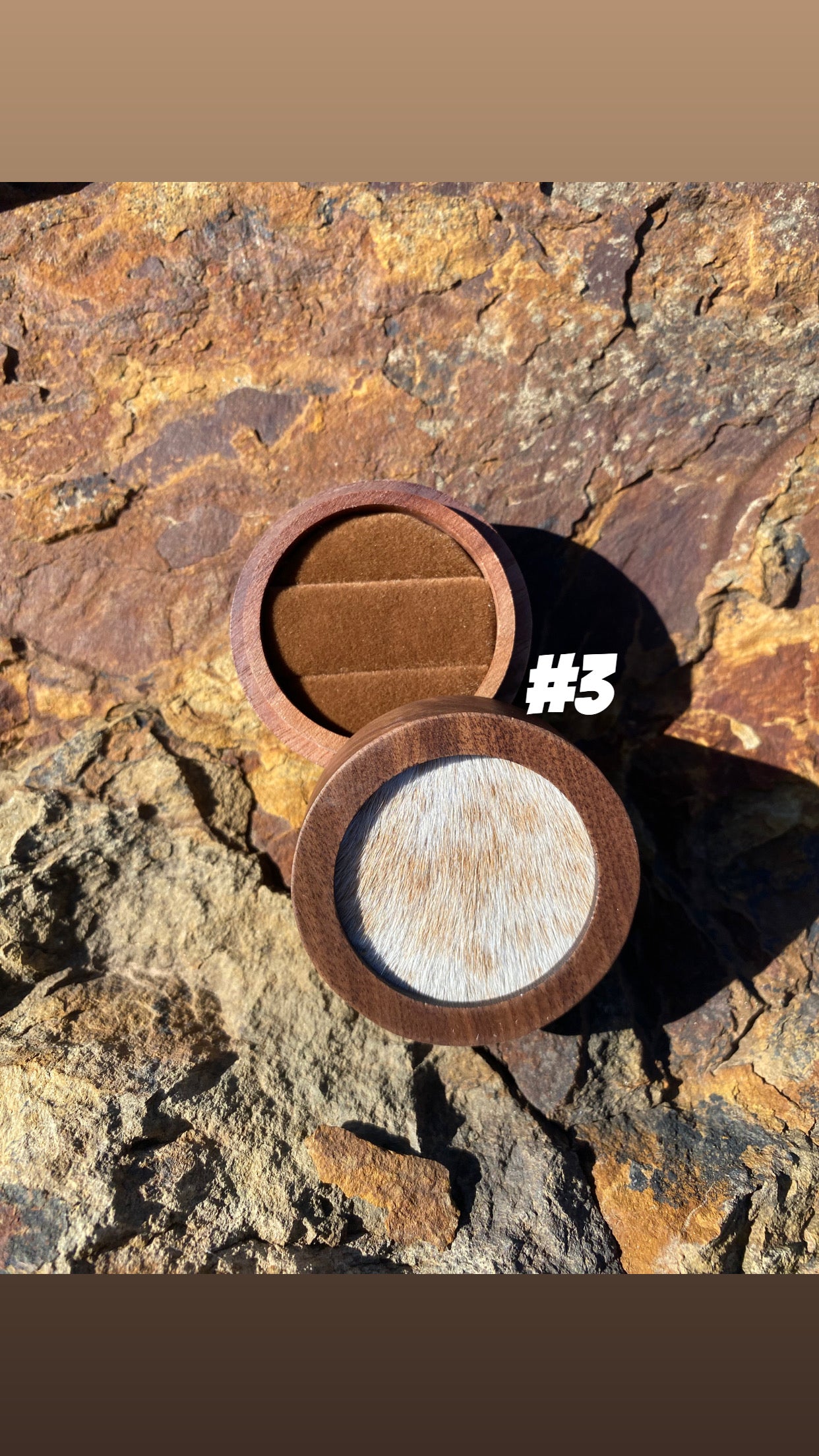 Cowhide double ring box