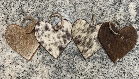 Heart cowhide keychains