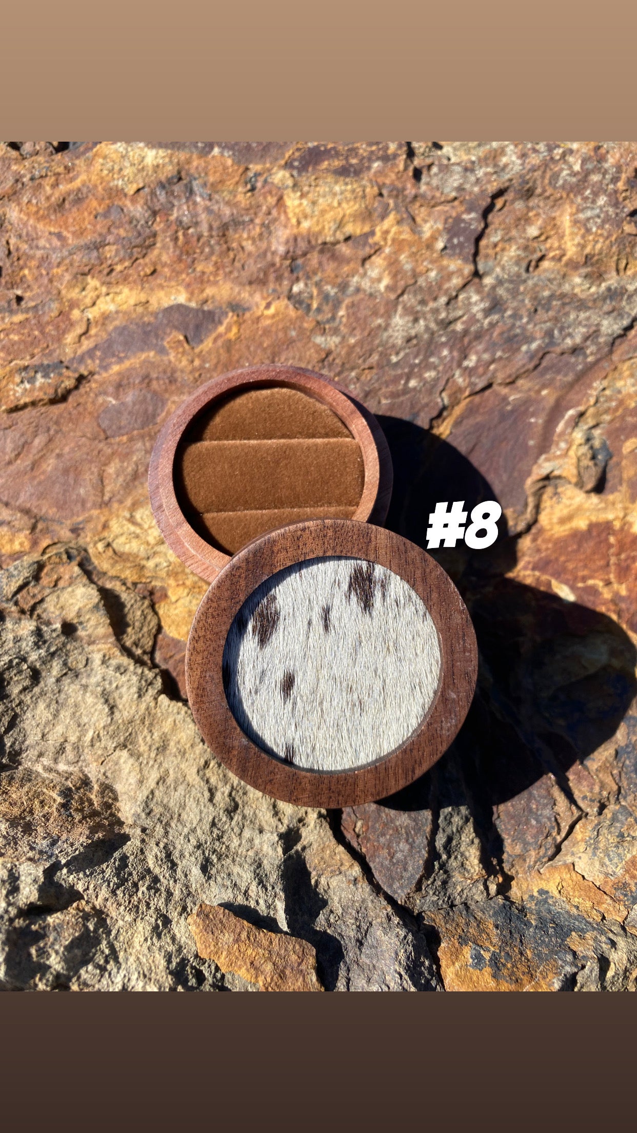 Cowhide double ring box