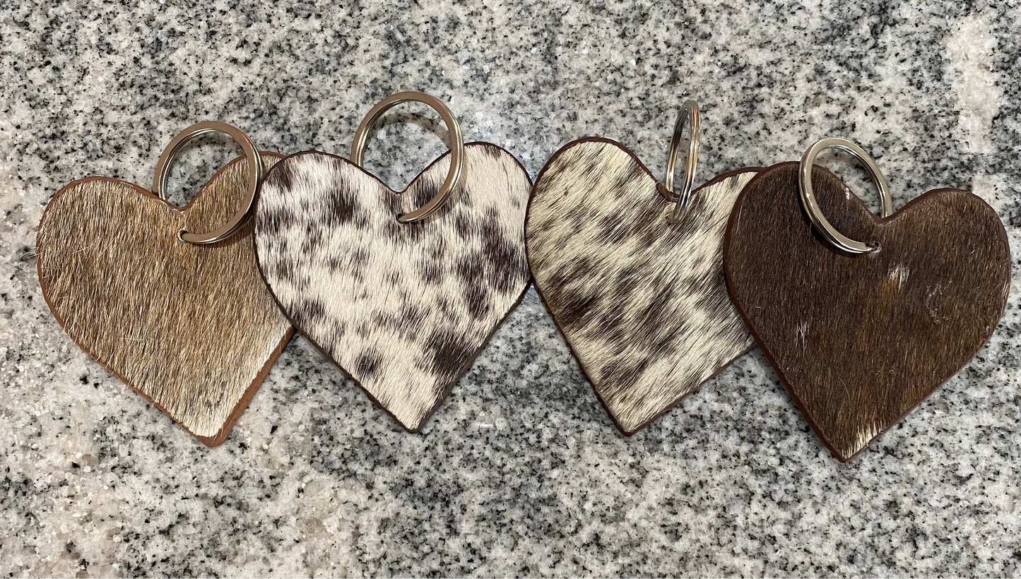 Heart cowhide keychains