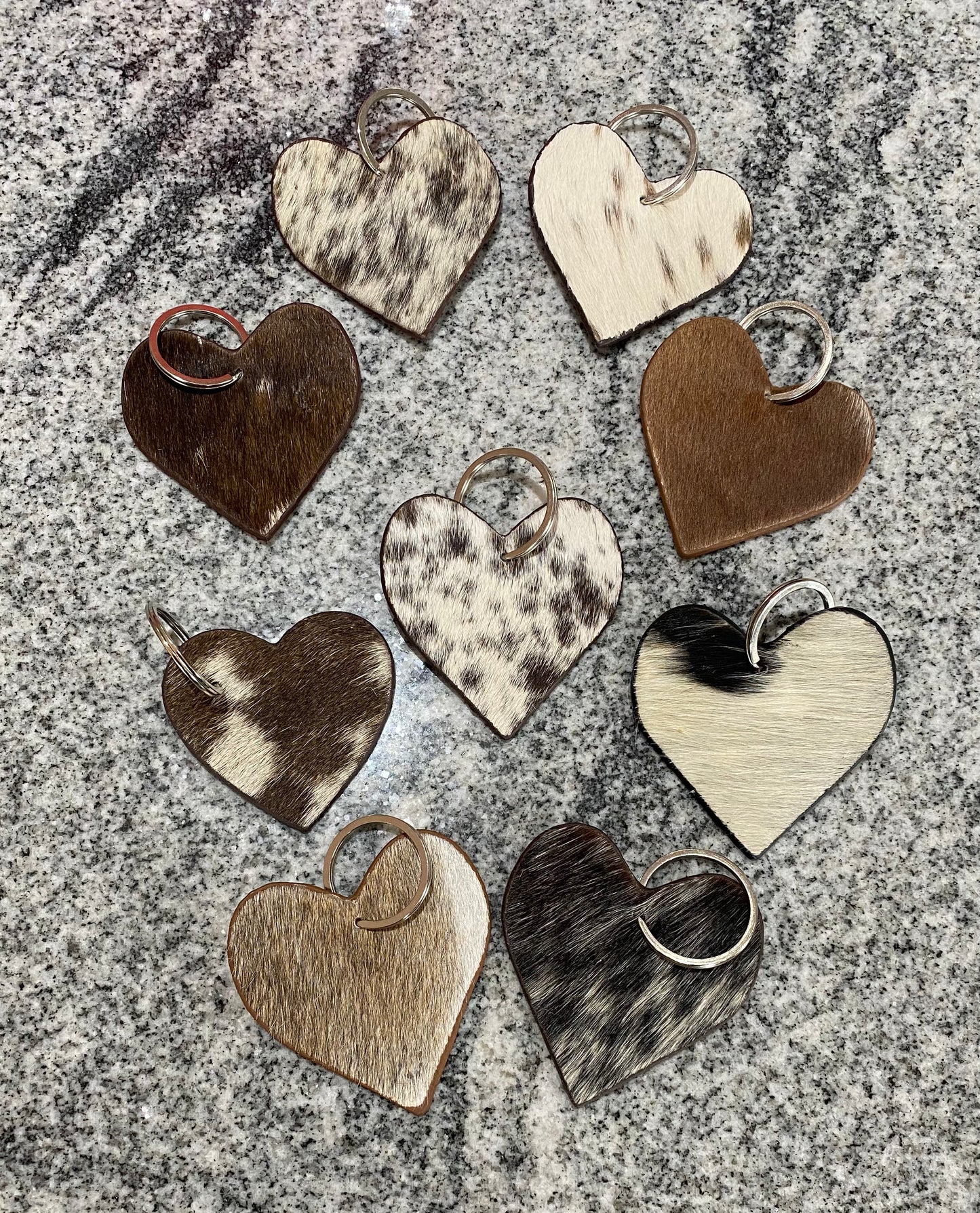 Heart cowhide keychains