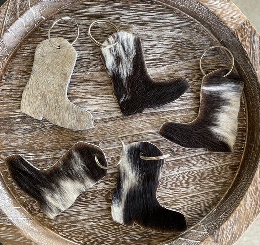 Cowhide boot keychain