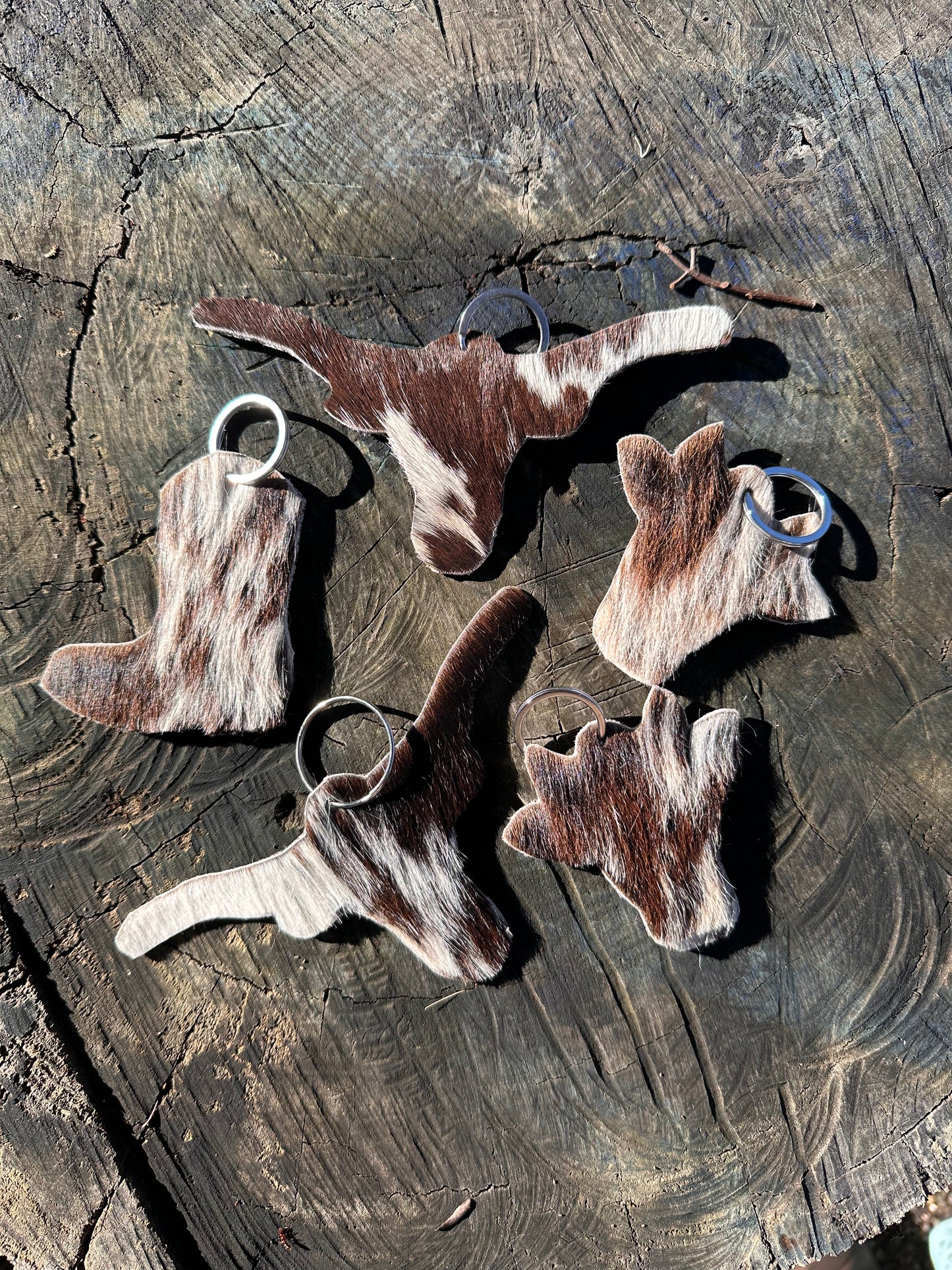 Cowhide keychains