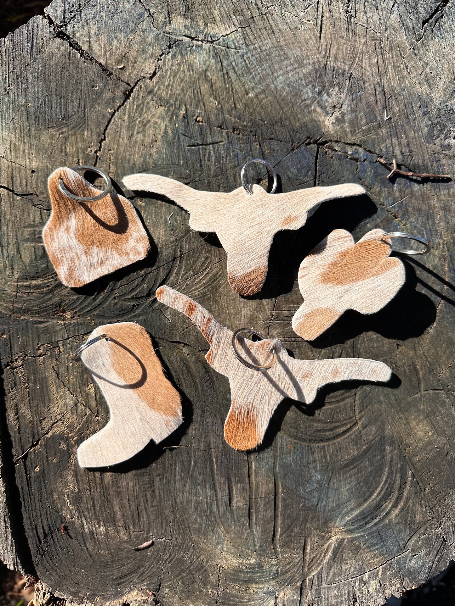 Cowhide keychains