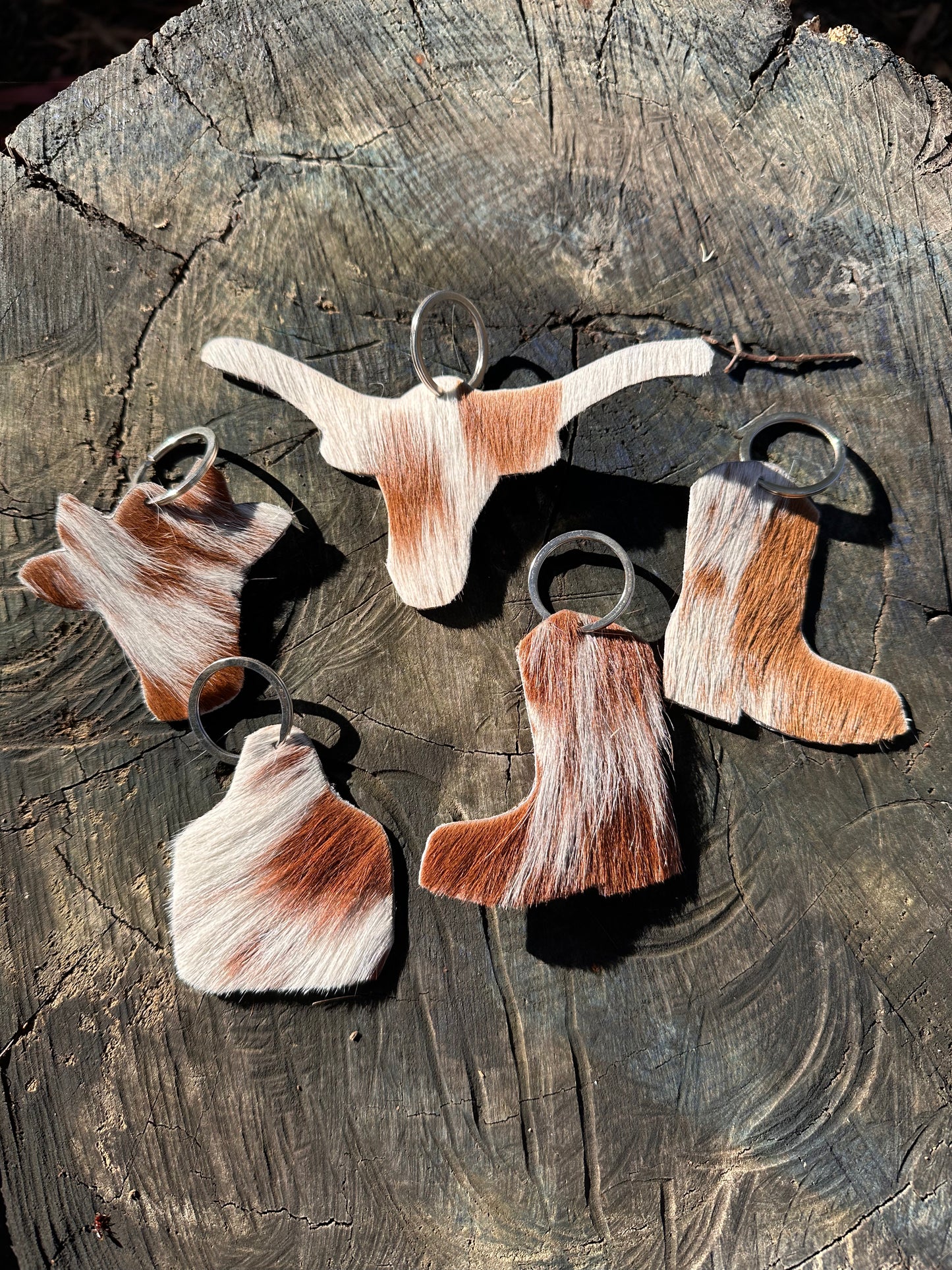 Cowhide keychains